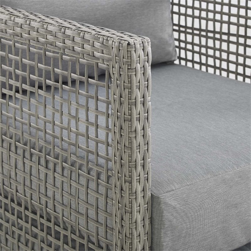 Modway Aura 4-Piece Outdoor Patio Wicker Rattan Set in Gray Finish