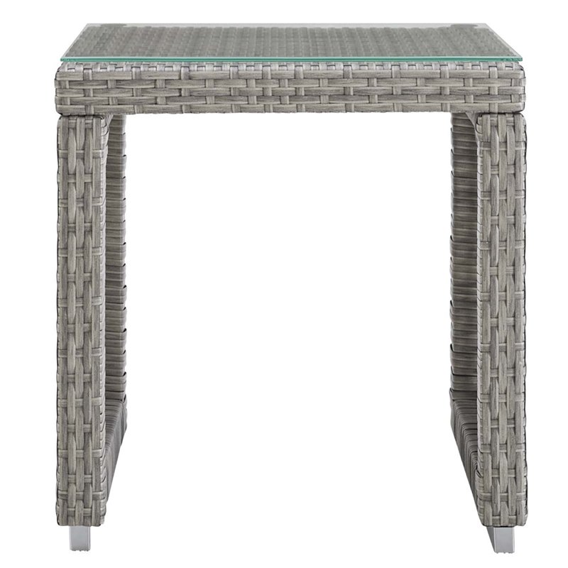 Modway Aura 3-Piece Outdoor Synthetic PE Wicker Rattan Set in Gray Finish