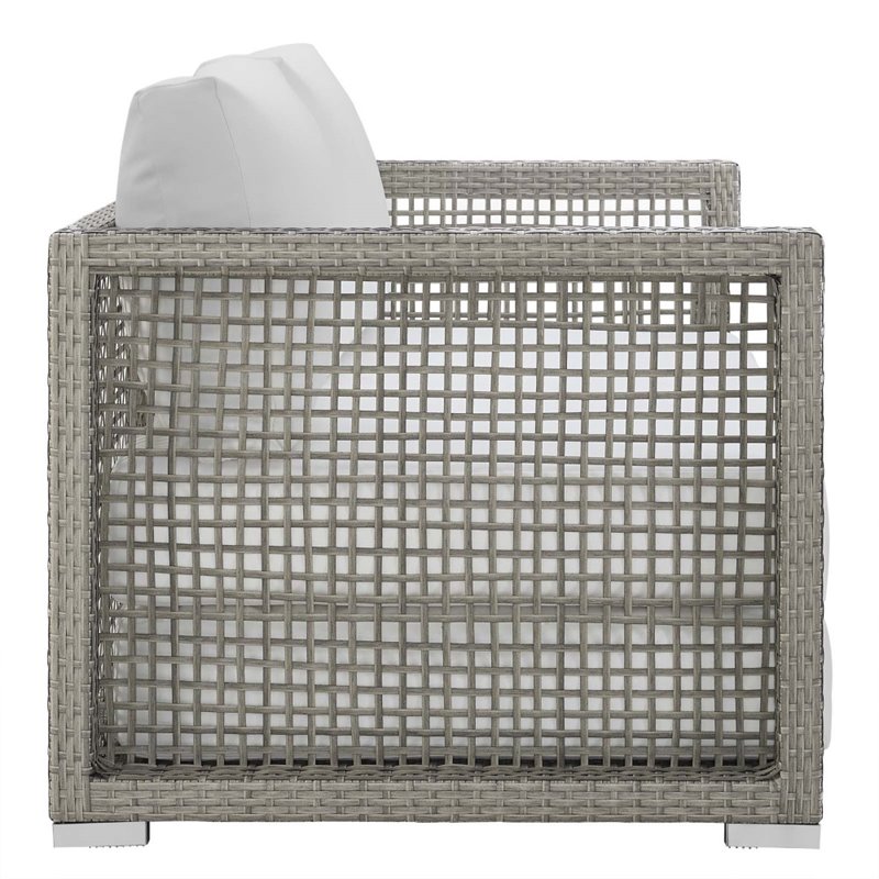 Modway Aura 3-Piece Modern Outdoor Patio Wicker Rattan Set in Gray/White