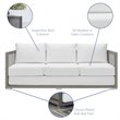 Modway Aura 3-Piece Outdoor Patio Wicker Rattan Set in Gray/White