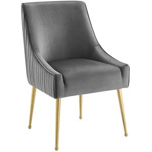 Modway Discern 19&quot Pleated Back Performance Velvet Dining Chair in Gray