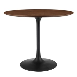 Modway Lippa 36&quot Round Veneer and MDF Dining Table in Black/Walnut