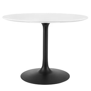 Modway Lippa 40&quot Round Lacquered MDF Dining Table in Black/White