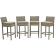 Modway Conduit Outdoor Wicker Rattan Bar Stool in Light Gray/Mocha (Set of 4)