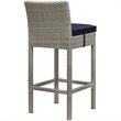 Modway Conduit Rattan Outdoor Bar Stool in Light Gray and Navy (Set of 4)