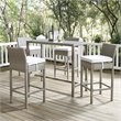 Modway Conduit Outdoor Wicker Rattan Bar Stool in Light Gray/White (Set of 4)