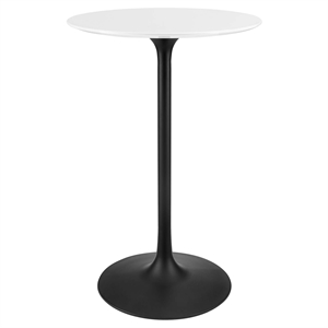 Modway Lippa 28&quot Round Lacquered MDF Bar Table in Black/White
