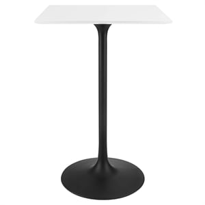 Modway Lippa 28&quot Square Lacquered MDF Bar Table in Black/White