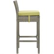 Modway Conduit Rattan Outdoor Bar Stool in Light Gray and Peridot (Set of 2)