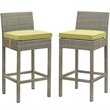 Modway Conduit Rattan Outdoor Bar Stool in Light Gray and Peridot (Set of 2)