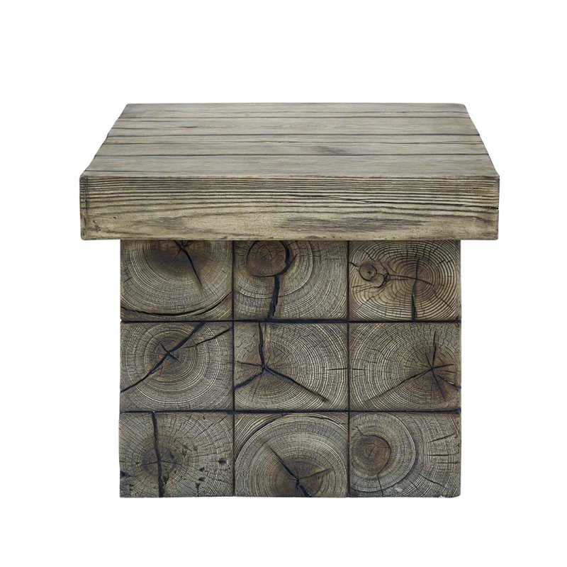 Modway Manteo Modern Wood Outdoor Patio Side Table in Light Gray
