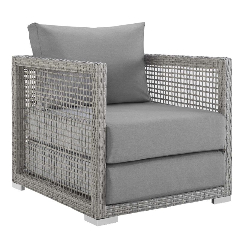 Modway Aura 6-Piece Outdoor Patio Wicker Rattan Set in Gray Finish