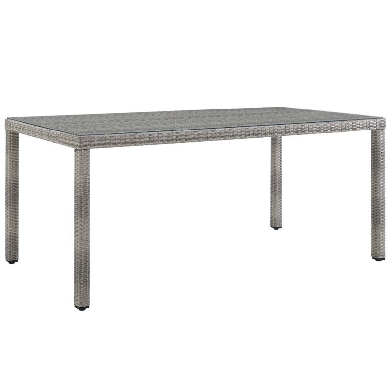 Modway Aura 7-Piece Outdoor Patio Wicker Rattan Set in Gray Finish