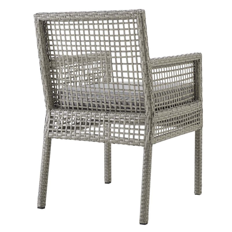 Modway Aura Outdoor Patio Wicker Rattan Dining Armchair in Gray (Set of 2)
