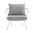 Modway Riverside Outdoor Patio Aluminum Armchair in White/Gray
