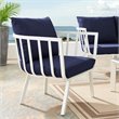 Modway Riverside Outdoor Patio Aluminum Armchair in White/Navy