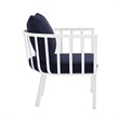 Modway Riverside Outdoor Patio Aluminum Armchair in White/Navy