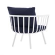 Modway Riverside Outdoor Patio Aluminum Armchair in White/Navy