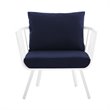 Modway Riverside Outdoor Patio Aluminum Armchair in White/Navy