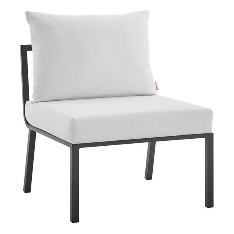 Modway Riverside Outdoor Patio Aluminum Armless Chair in Gray/White