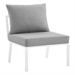 Modway Riverside Outdoor Patio Aluminum Armless Chair in White/Gray