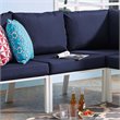 Modway Riverside Outdoor Patio Aluminum Armless Chair in White/Navy