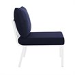 Modway Riverside Outdoor Patio Aluminum Armless Chair in White/Navy