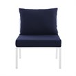 Modway Riverside Outdoor Patio Aluminum Armless Chair in White/Navy