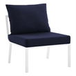 Modway Riverside Outdoor Patio Aluminum Armless Chair in White/Navy