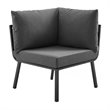 Modway Riverside Outdoor Patio Aluminum Corner Chair in Gray/Charcoal