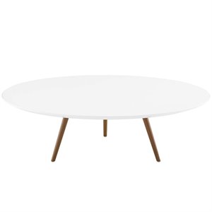 Modway Lippa 47&quot Round Wood Top Coffee Table with Tripod Base in Walnut/White