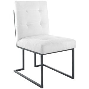 Modway Privy 18.5&quot Stainless Steel Polyester Fabric Dining Chair in Black/White