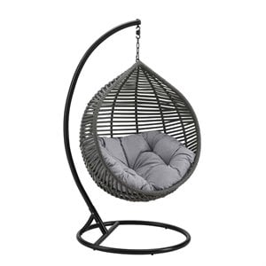 Modway Garner Teardrop Outdoor Patio Swing Chair with Stand in Gray