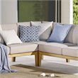 Modway Sedona Patio Eucalyptus Wood Sectional Sofa Corner Chair in Natural/Taupe
