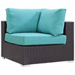 Modway Convene 5-Piece Patio Wicker Rattan Set w/ Fire Pit in Espresso/Turquoise