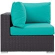 Modway Convene 5-Piece Patio Wicker Rattan Set w/ Fire Pit in Espresso/Turquoise