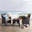 Modway Convene 3-Piece Outdoor Wicker Rattan Set with Fire Pit in Espresso/Mocha