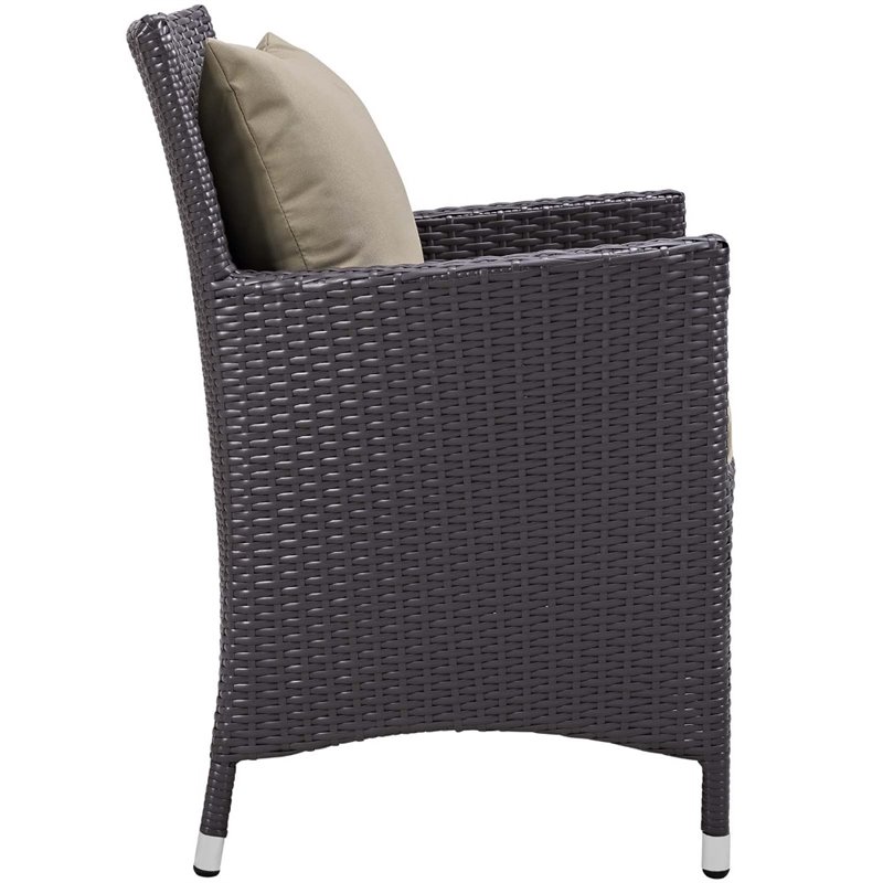 Modway Convene 3-Piece Outdoor Wicker Rattan Set with Fire Pit in Espresso/Mocha