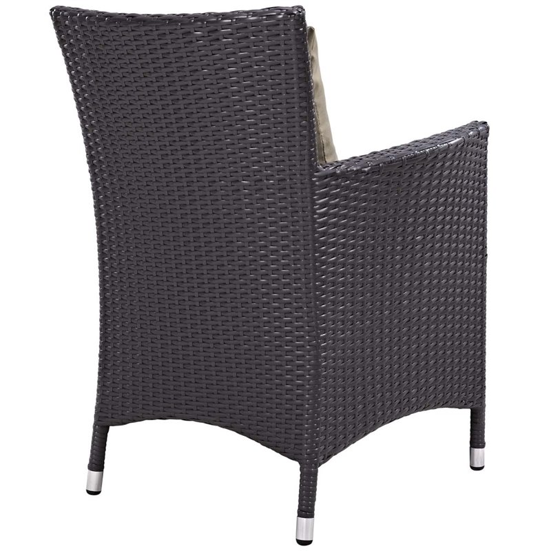 Modway Convene 3-Piece Outdoor Wicker Rattan Set with Fire Pit in Espresso/Mocha