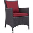 Modway Convene 3-Piece Outdoor Wicker Rattan Set with Fire Pit in Espresso/Red