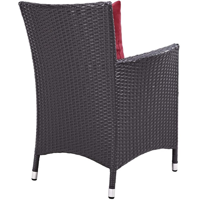 Modway Convene 3-Piece Outdoor Wicker Rattan Set with Fire Pit in Espresso/Red