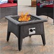 Modway Convene 3-Piece Outdoor Wicker Rattan Set with Fire Pit in Espresso/Red