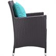 Modway Convene 3-Piece Patio Wicker Rattan Set w/ Fire Pit in Espresso/Turquoise