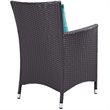 Modway Convene 3-Piece Patio Wicker Rattan Set w/ Fire Pit in Espresso/Turquoise