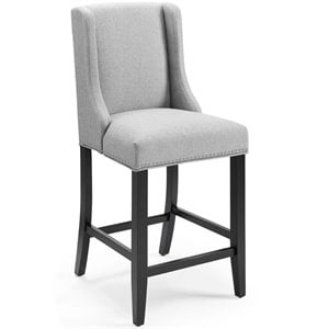 Modway Baron 26.5&quot Solid Rubberwood Polyester Fabric Counter Stool in Light Gray