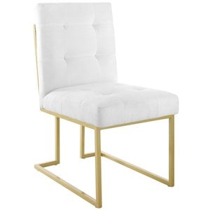 Modway Privy 18.5&quot Stainless Steel Polyester Dining Accent Chair in Gold/White