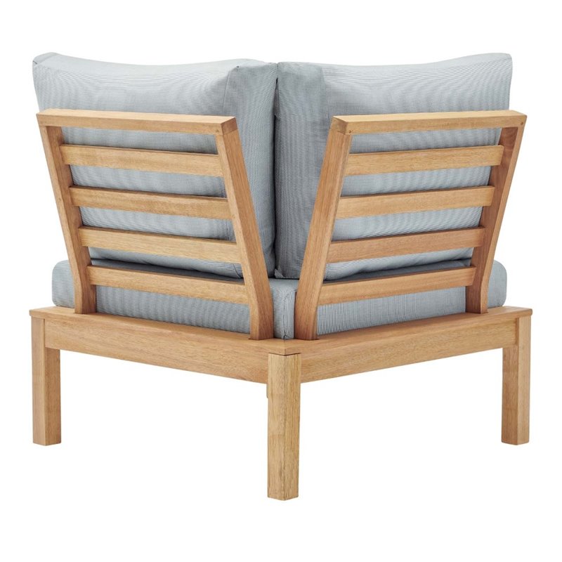 Modway Freeport Outdoor Patio Sectional Sofa Corner Chair in Natural/Light Blue