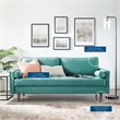 Modway Valour Modern Style Performance Velvet Sofa in Teal Finish