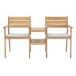Modway Viewscape Outdoor Patio Ash Wood Jack and Jill Chair Set in Natural/Taupe