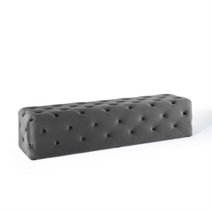 Modway Amour 72&quot Tufted Button Entryway Performance Velvet Bench in Gray